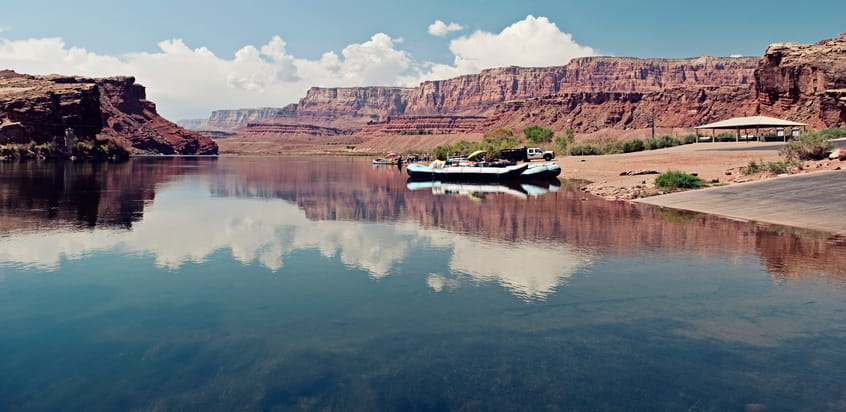 A raft on the Colorado River. 
