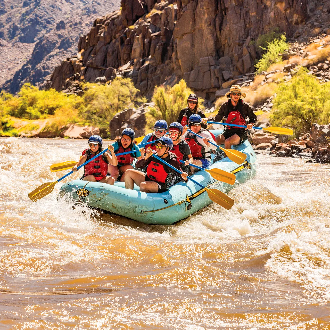 Family rafting through the Grand Canyon